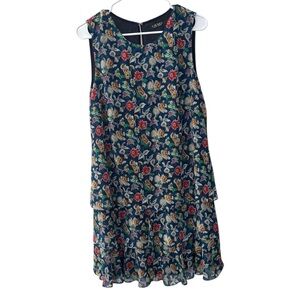 Ralph Lauren Blue Floral Sleeveless Dress Women’s Size 8 Spring Summer Feminine